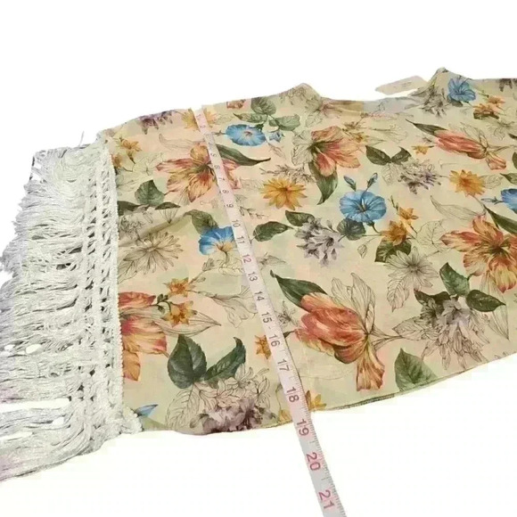 Sheer shaw blouse by J Group Made in Italy Yellow Floral OS - Picture 6 of 10